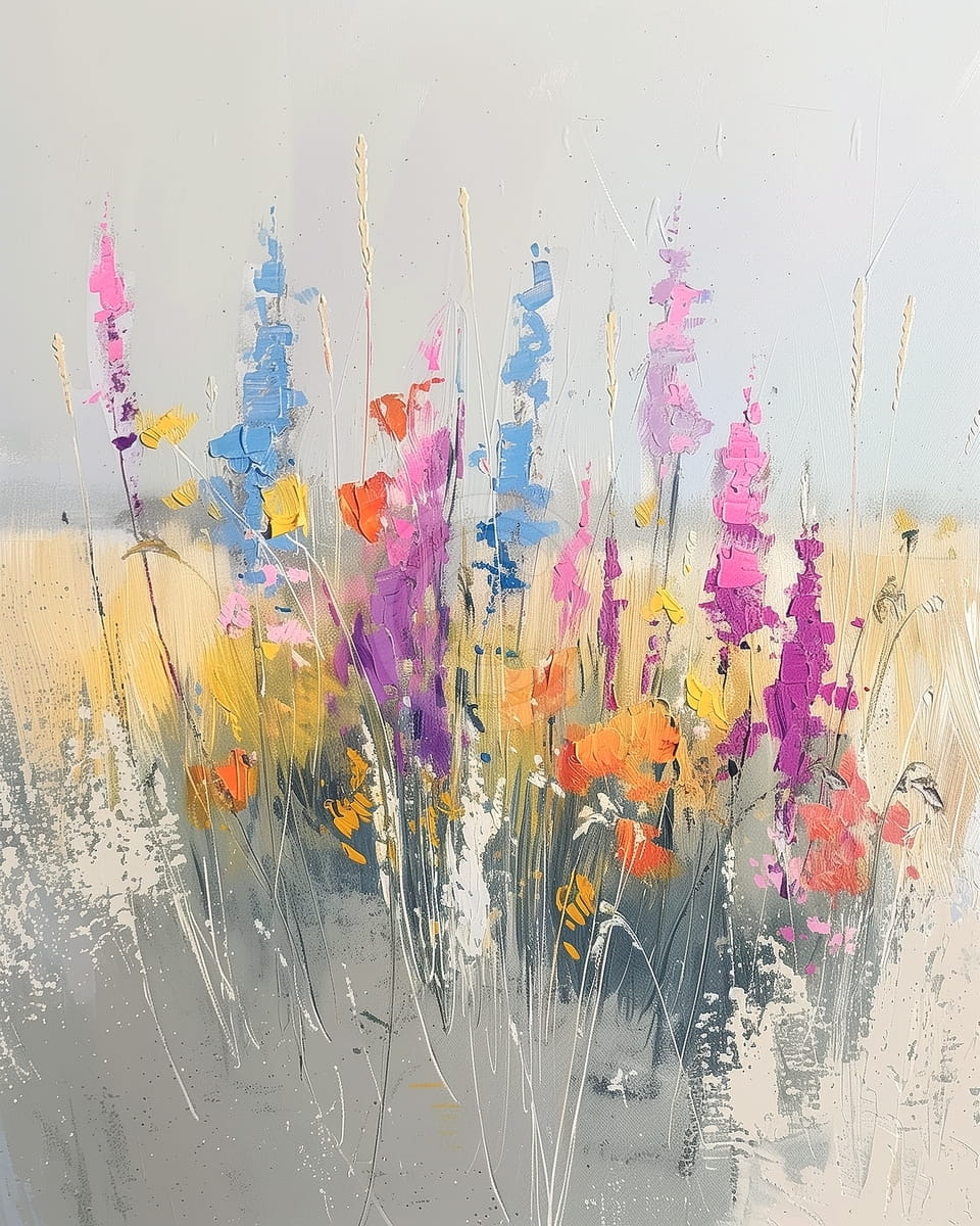 Abstract Wildflowers in a Field